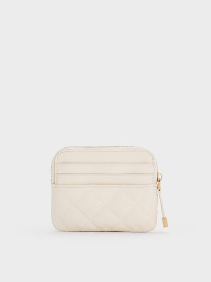 Duo Quilted Card Holder - Cream | CHARLES & KEITH
