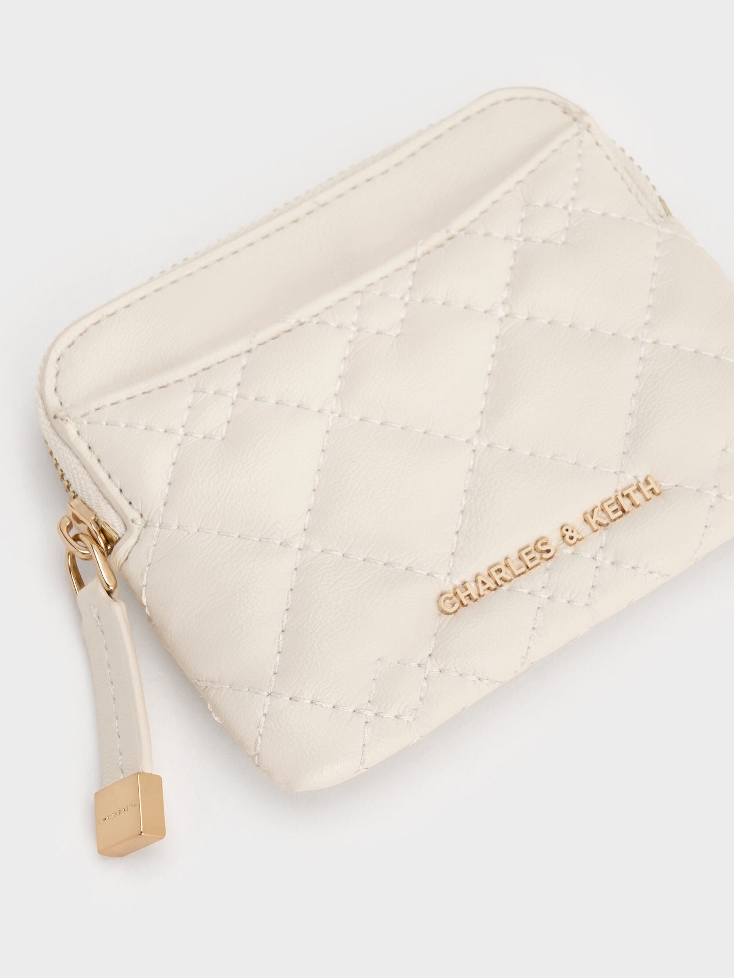 Duo Quilted Card Holder - Cream | CHARLES & KEITH