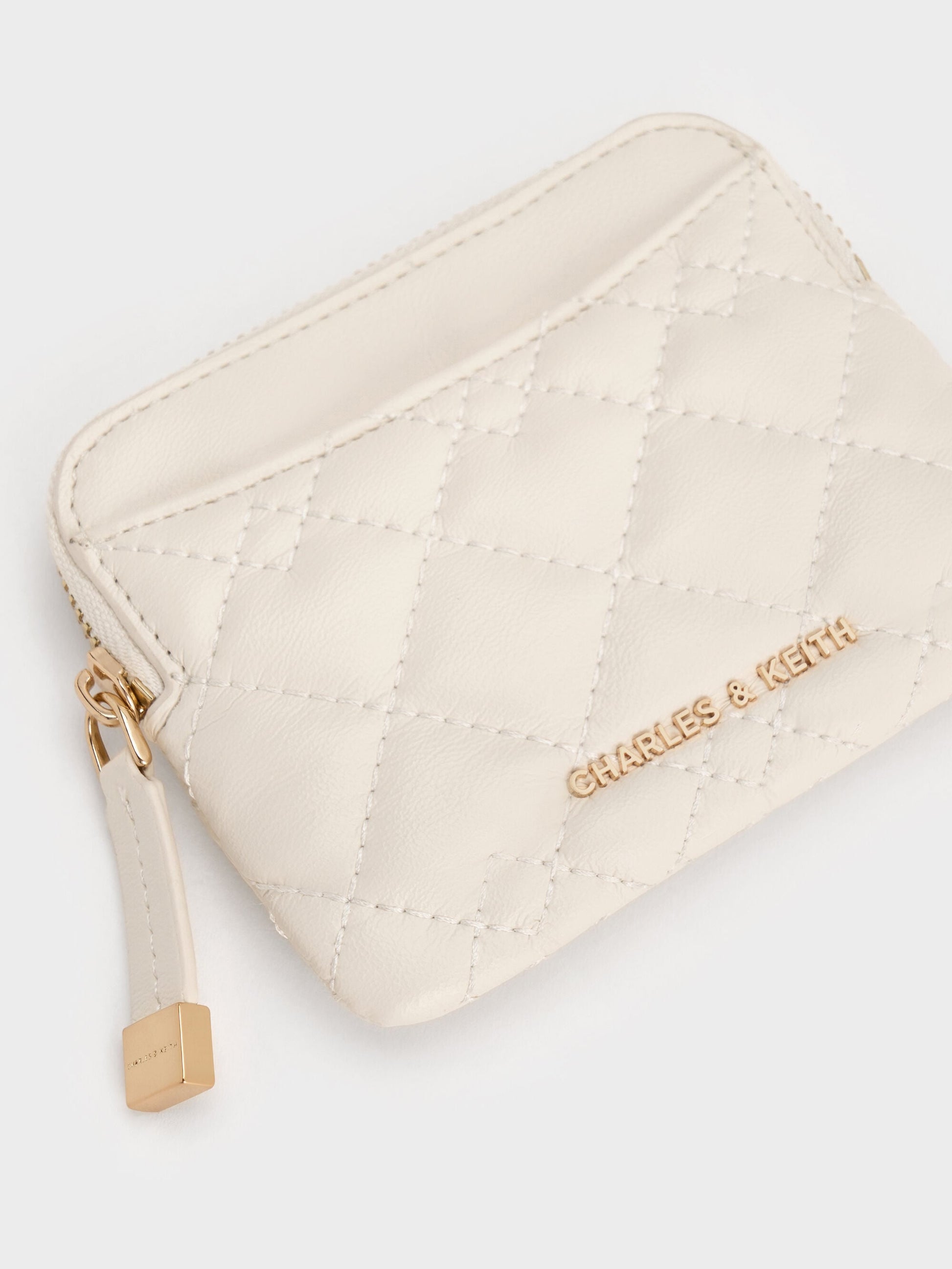 Duo Quilted Card Holder - Cream | CHARLES & KEITH