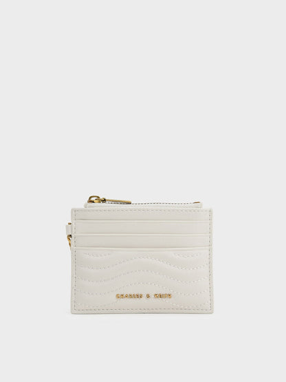 Aubrielle Wavy-Stitch Card Holder - Cream | CHARLES & KEITH