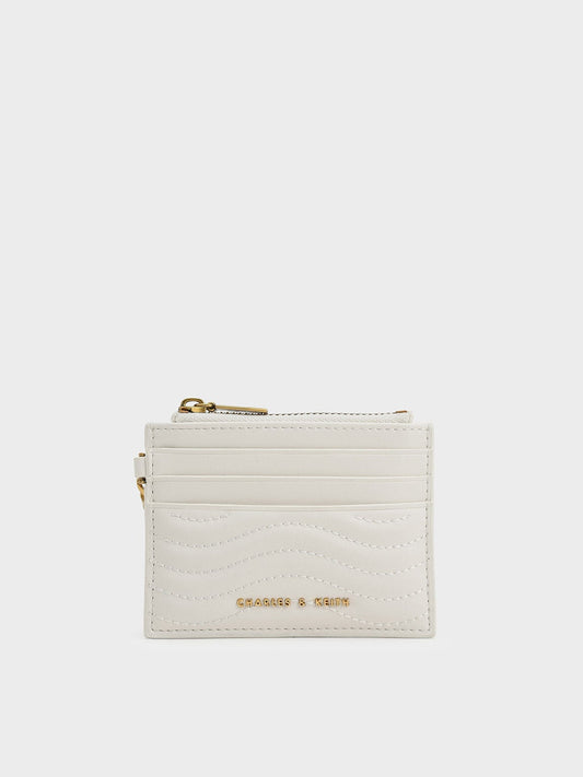 Aubrielle Wavy-Stitch Card Holder - Cream | CHARLES & KEITH