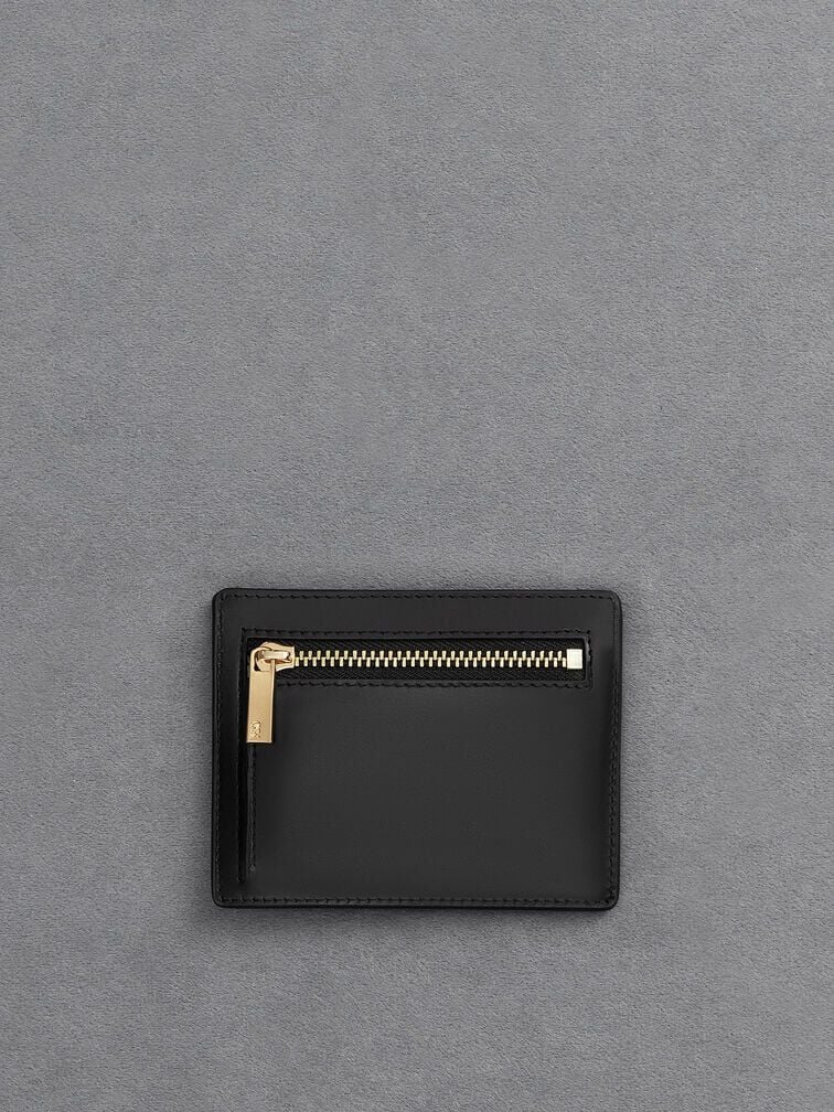 Carli Leather Multi-Slot Card Holder - Black | CHARLES & KEITH