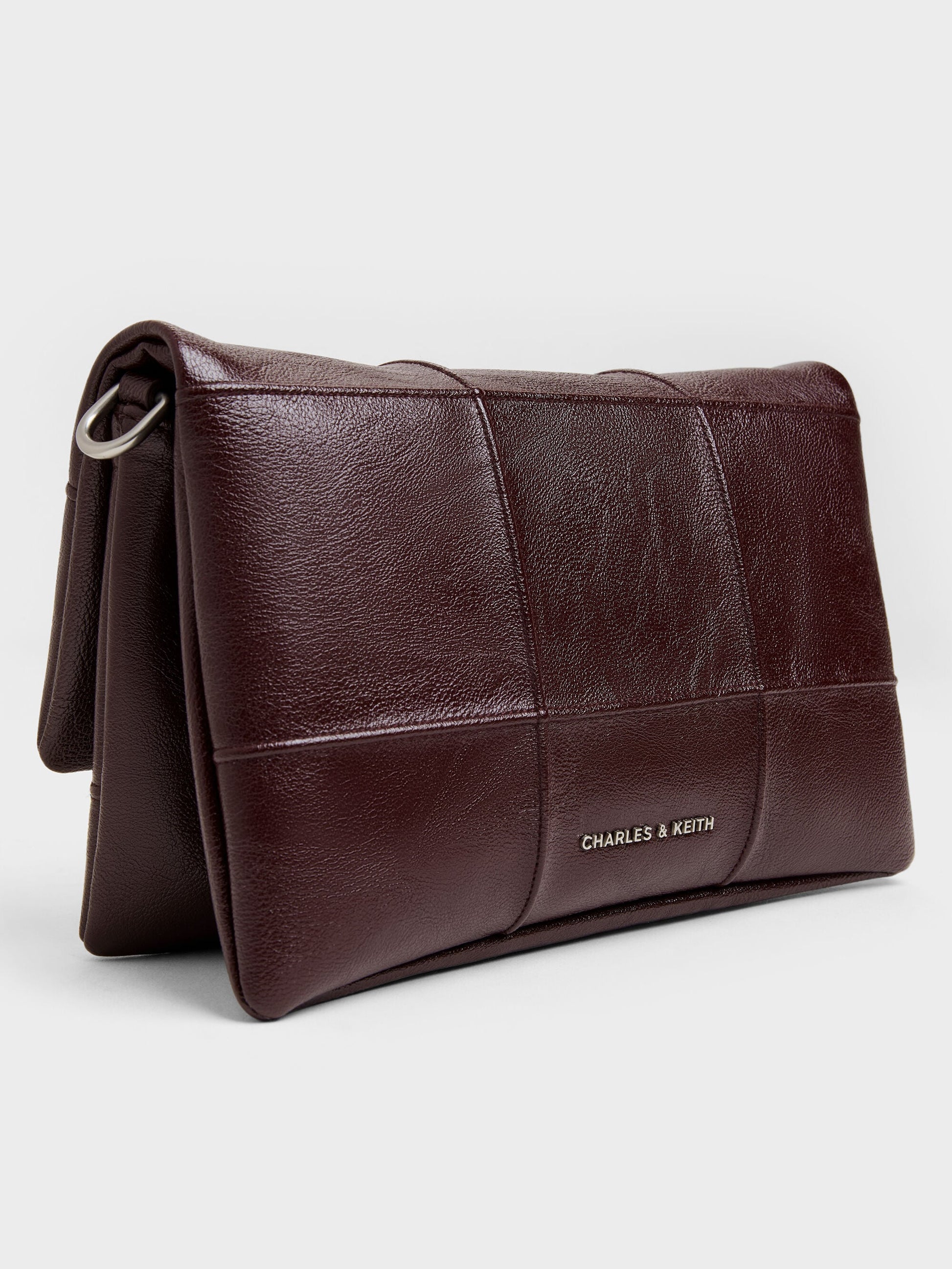 Delfina Quilted Wallet On Chain - Wineberry Red | CHARLES & KEITH