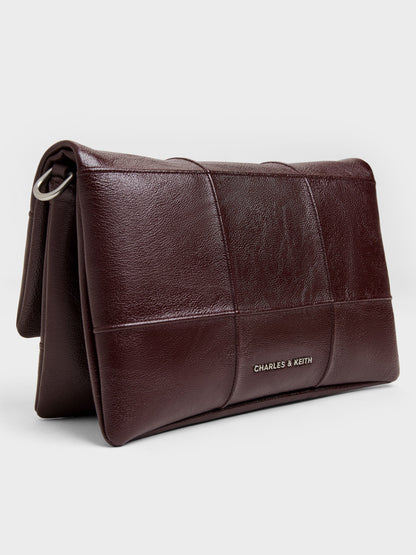Delfina Quilted Wallet On Chain - Wineberry Red | CHARLES & KEITH