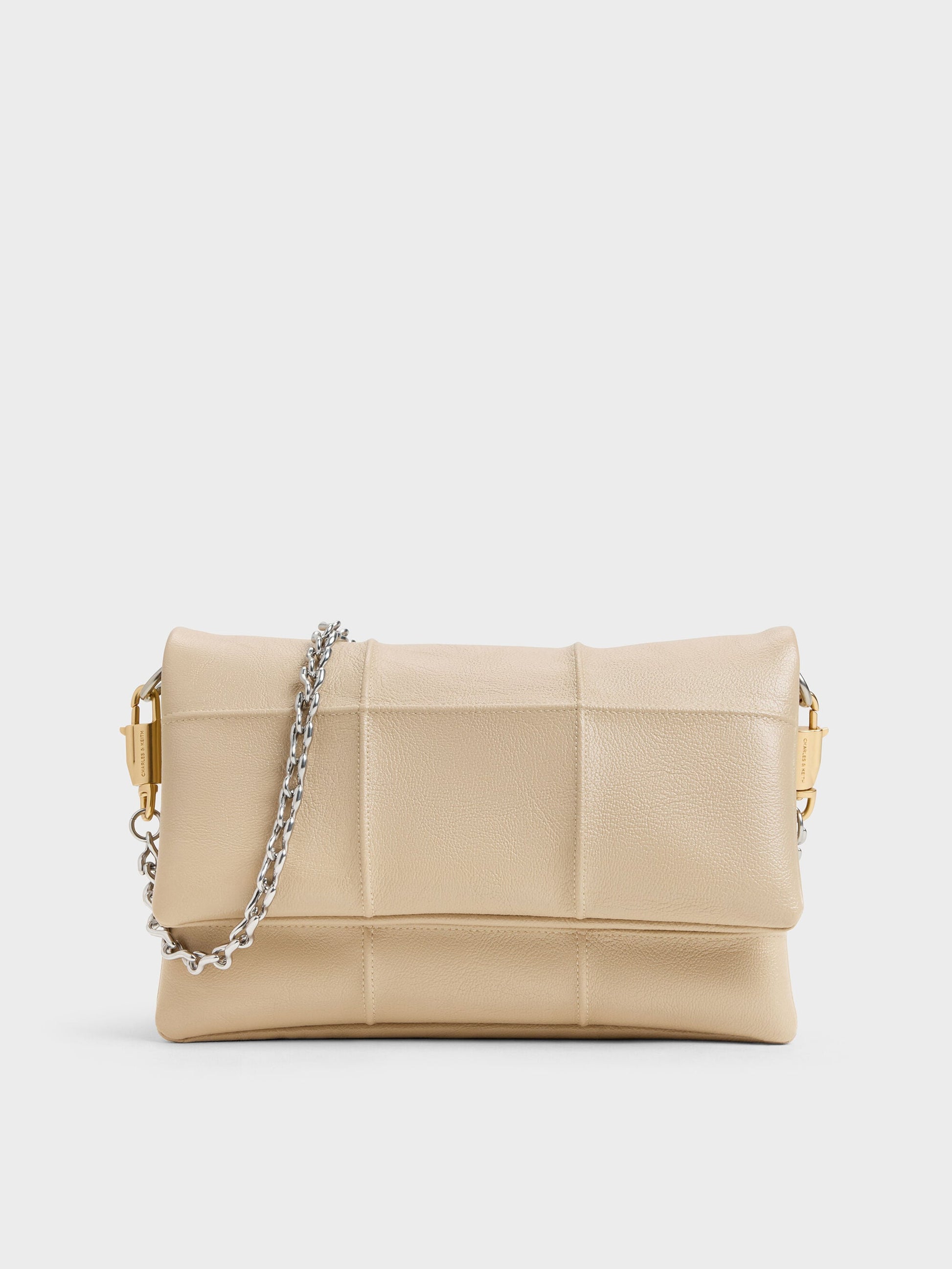 Delfina Quilted Wallet On Chain - Sand Beige | CHARLES & KEITH