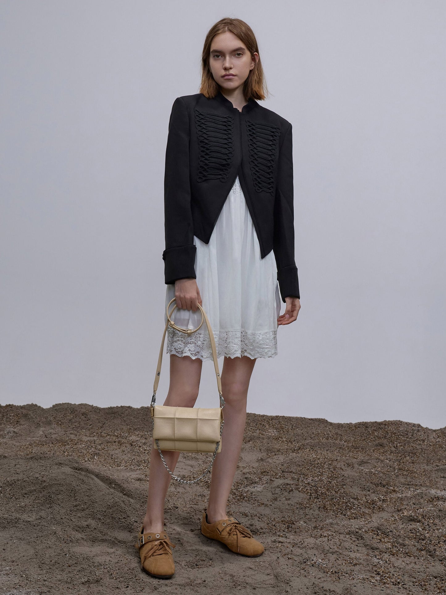 Delfina Quilted Wallet On Chain - Sand Beige | CHARLES & KEITH