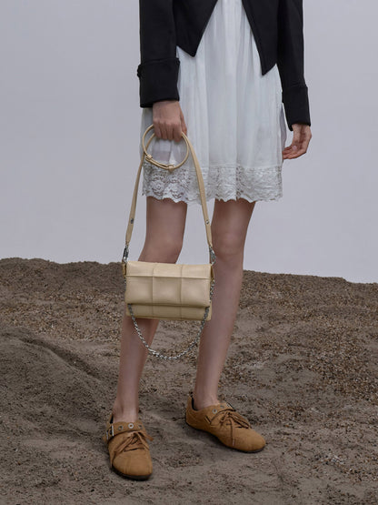 Delfina Quilted Wallet On Chain - Sand Beige | CHARLES & KEITH