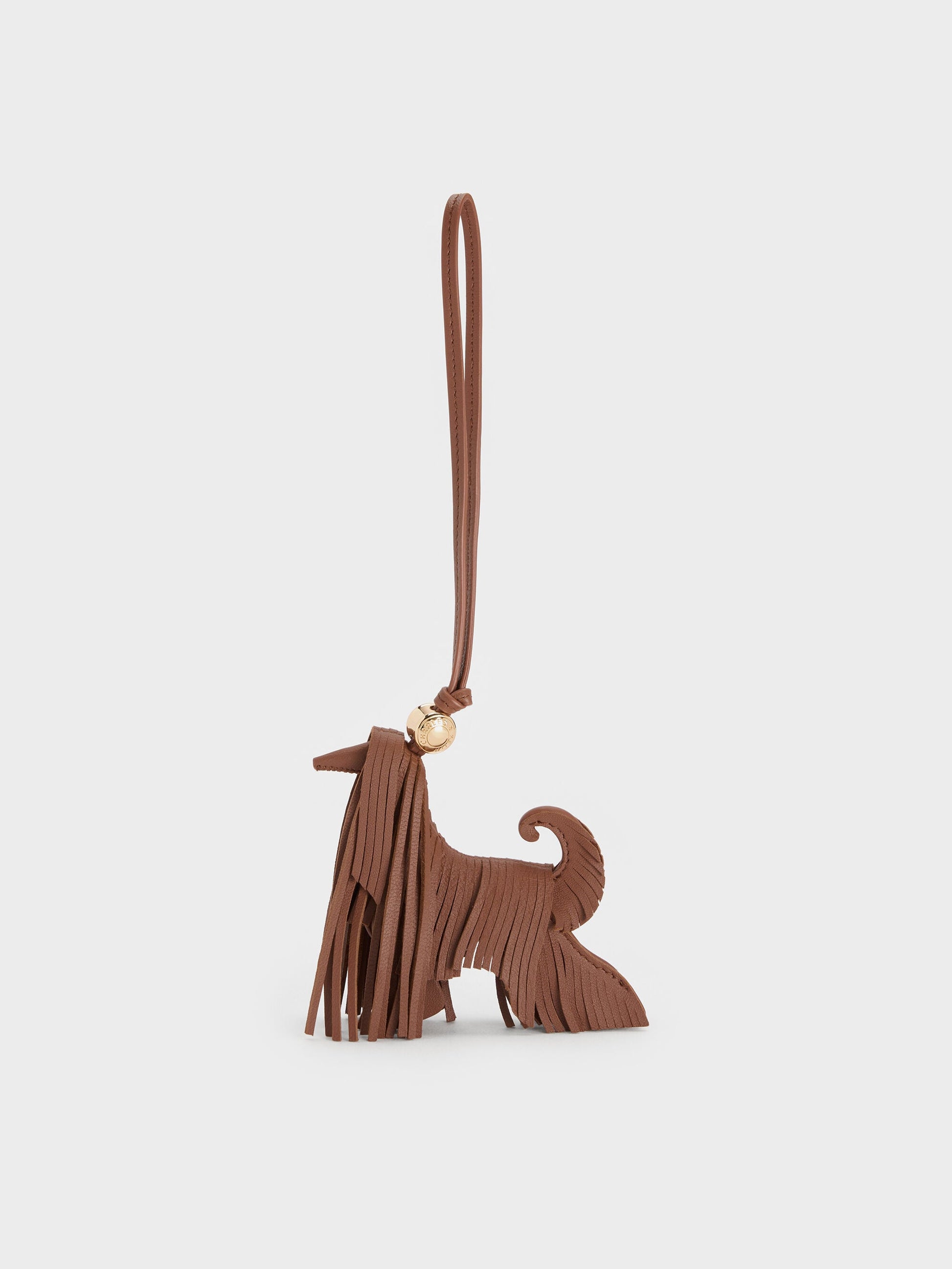 Leather Fringed Dog Charm - Chocolate | CHARLES & KEITH