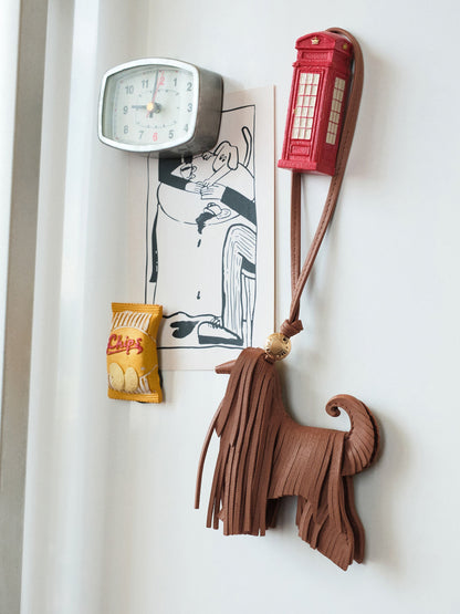 Leather Fringed Dog Charm - Chocolate | CHARLES & KEITH
