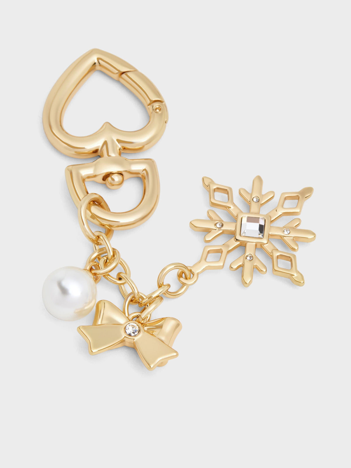 Arrietty Crystal & Pearl Snowflake Charm - Gold | CHARLES & KEITH