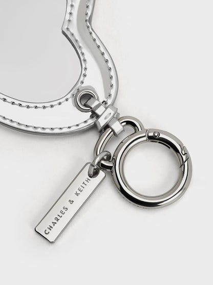 Metallic Heart Quilted Mirror Charm - Silver | CHARLES & KEITH