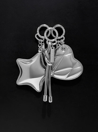 Metallic Heart Quilted Mirror Charm - Silver | CHARLES & KEITH