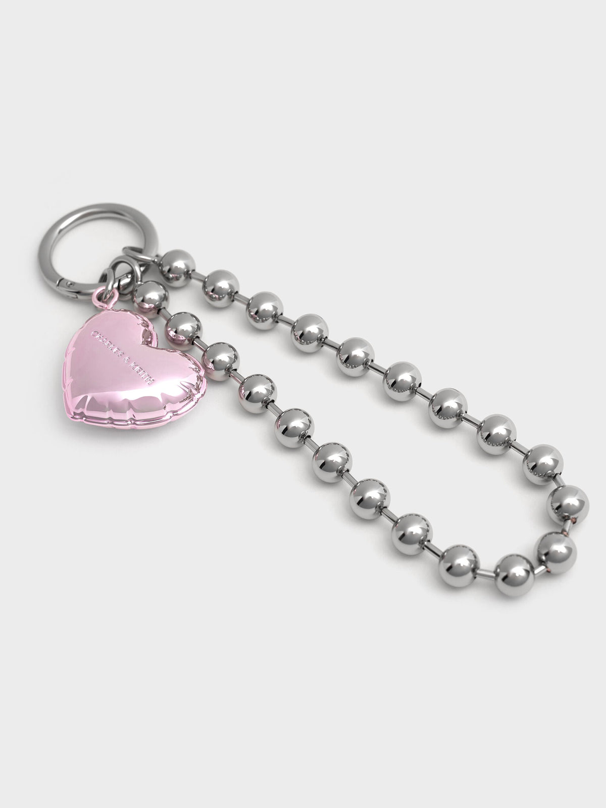 Metallic Heart Beaded Charm - Silver | CHARLES & KEITH