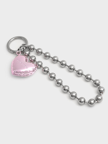 Metallic Heart Beaded Charm - Silver | CHARLES & KEITH