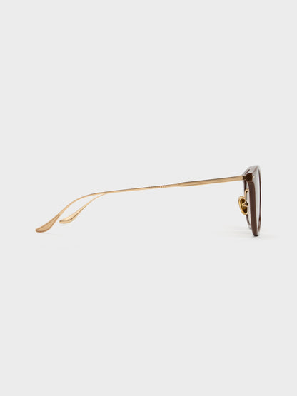 Minnow Metal-Rim Round Sunglasses - Pecan Brown | CHARLES & KEITH
