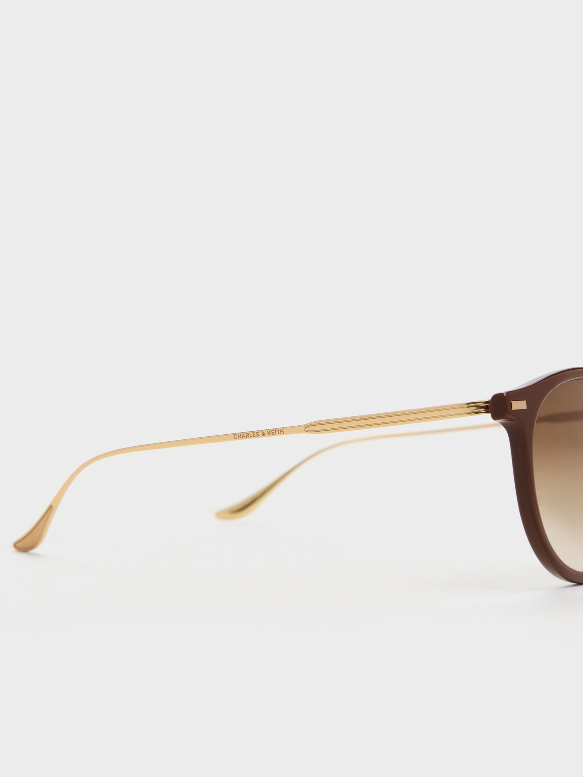 Minnow Metal-Rim Round Sunglasses - Pecan Brown | CHARLES & KEITH