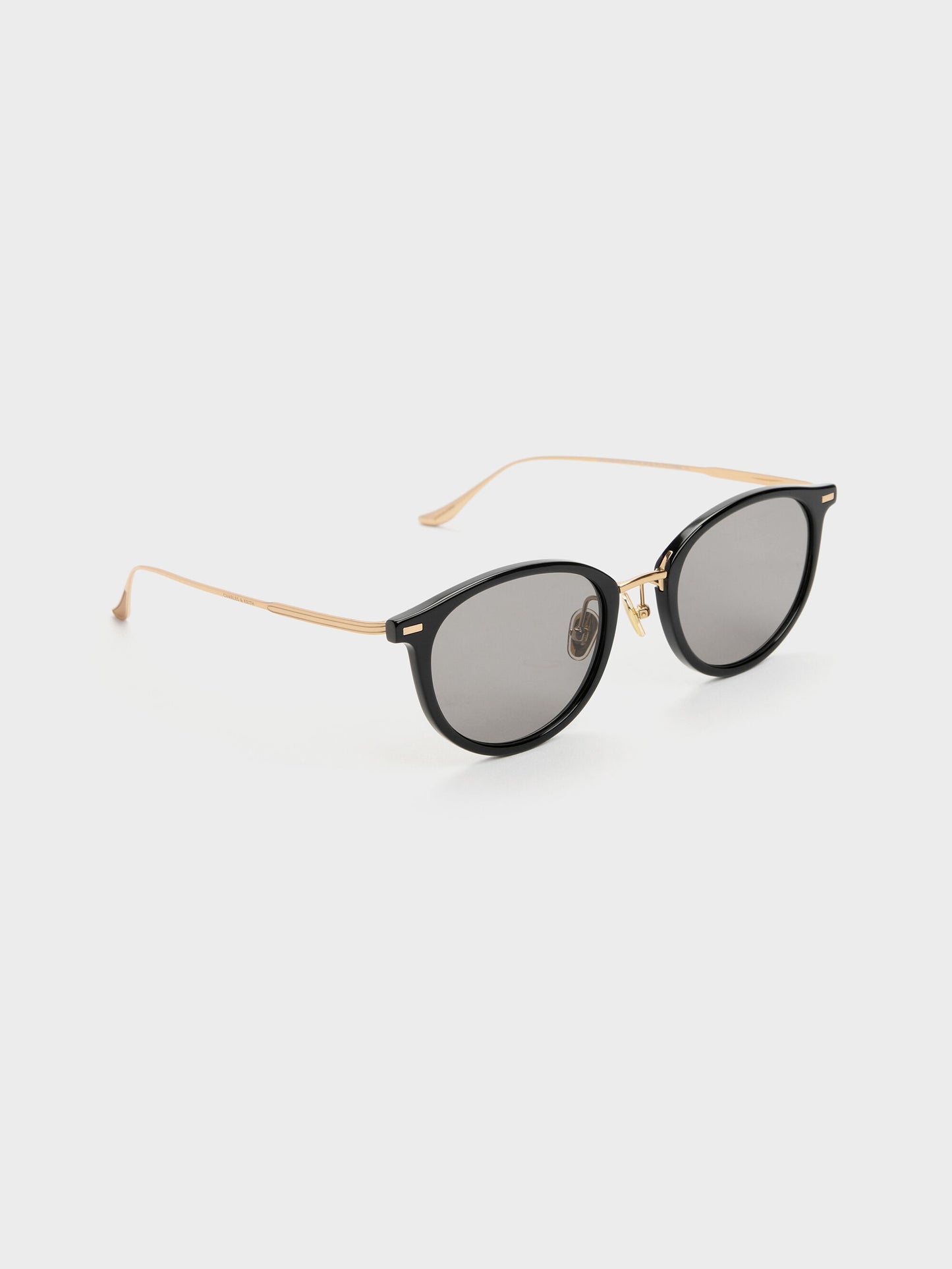 Minnow Metal-Rim Round Sunglasses - Black | CHARLES & KEITH