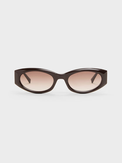 Aubrey Oval Sunglasses - Espresso Brown | CHARLES & KEITH