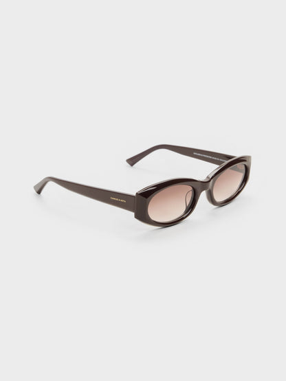 Aubrey Oval Sunglasses - Espresso Brown | CHARLES & KEITH