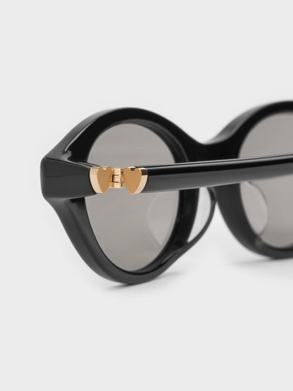 Pecola Oval Sunglasses - Black | CHARLES & KEITH