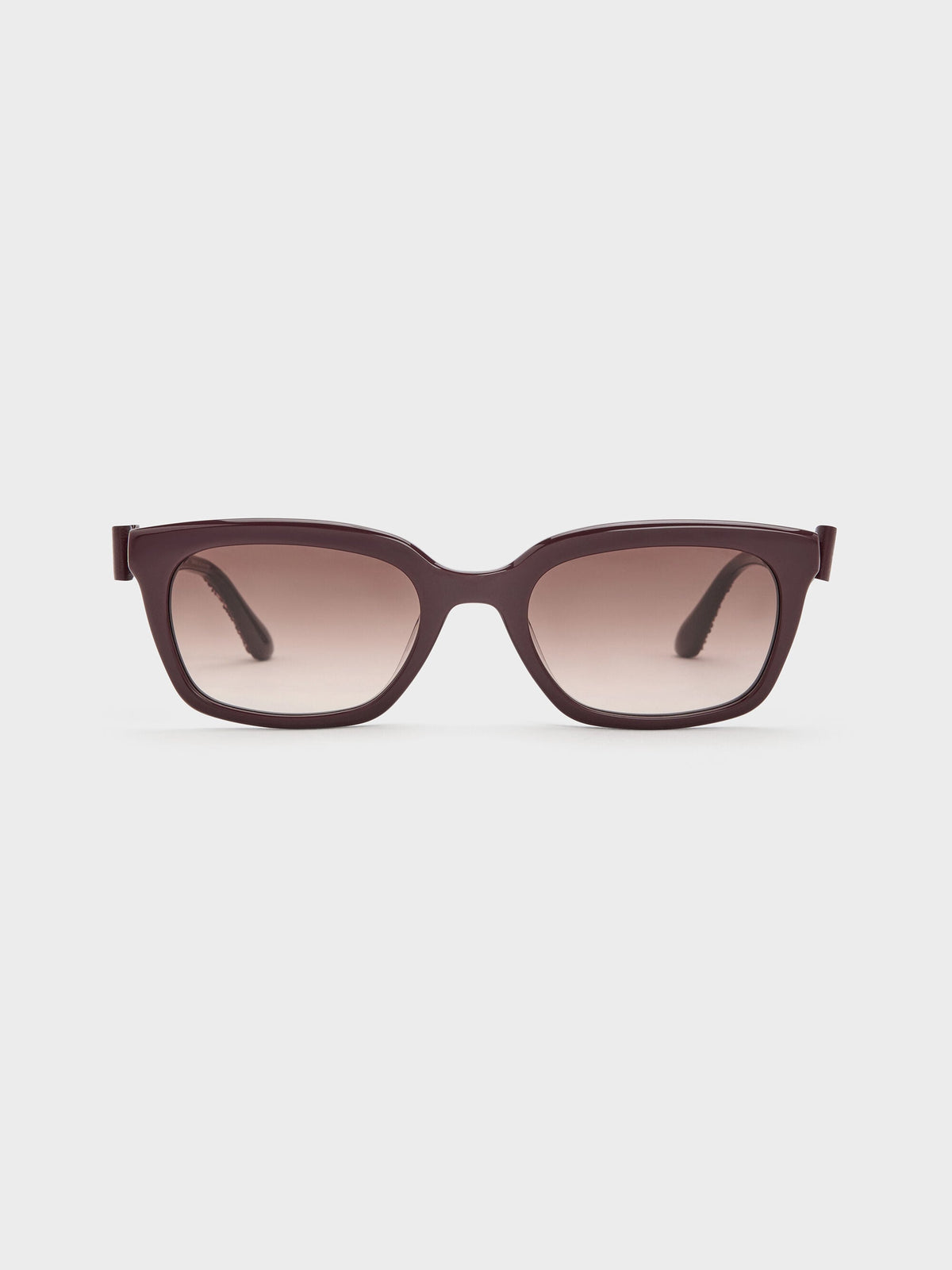 Tanya Bow Rectangular Sunglasses - Wineberry Red | CHARLES & KEITH