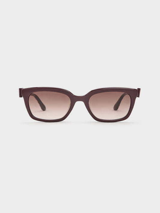 Tanya Bow Rectangular Sunglasses - Wineberry Red | CHARLES & KEITH