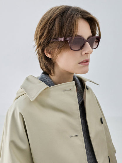 Tanya Bow Rectangular Sunglasses - Wineberry Red | CHARLES & KEITH