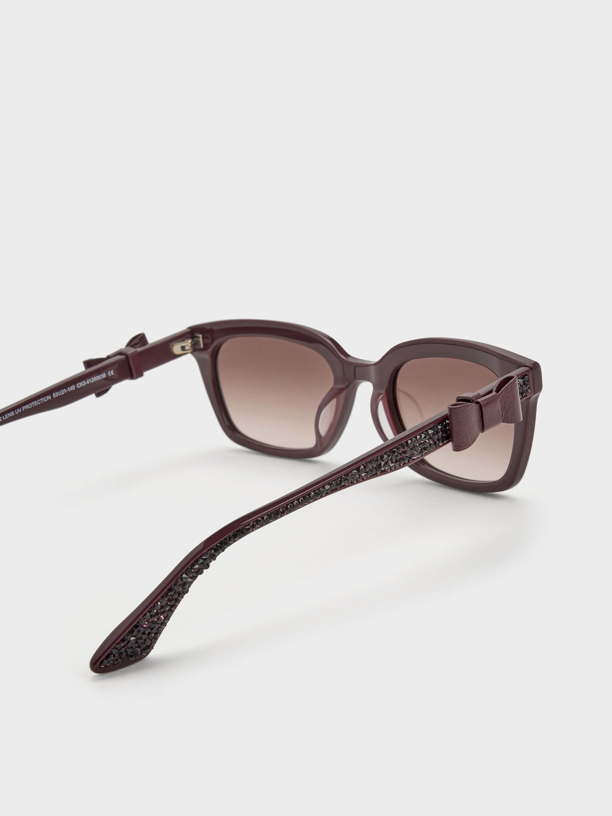 Tanya Bow Rectangular Sunglasses - Wineberry Red | CHARLES & KEITH