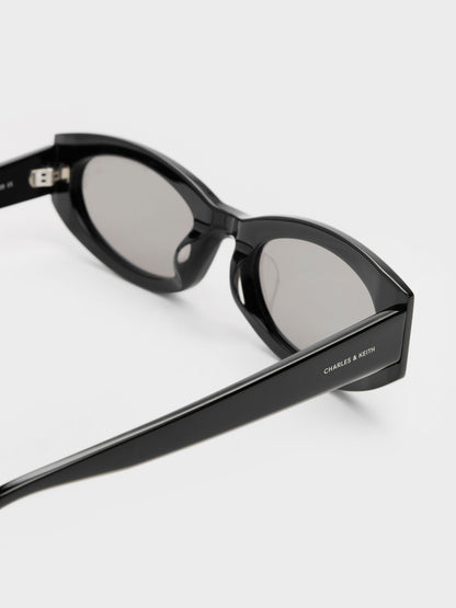 Aubrey Oval Sunglasses - Noir | CHARLES & KEITH
