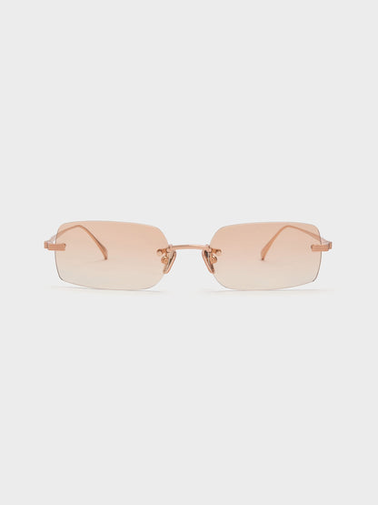 Easton Rimless Rectangular Sunglasses - Rose Gold | CHARLES & KEITH