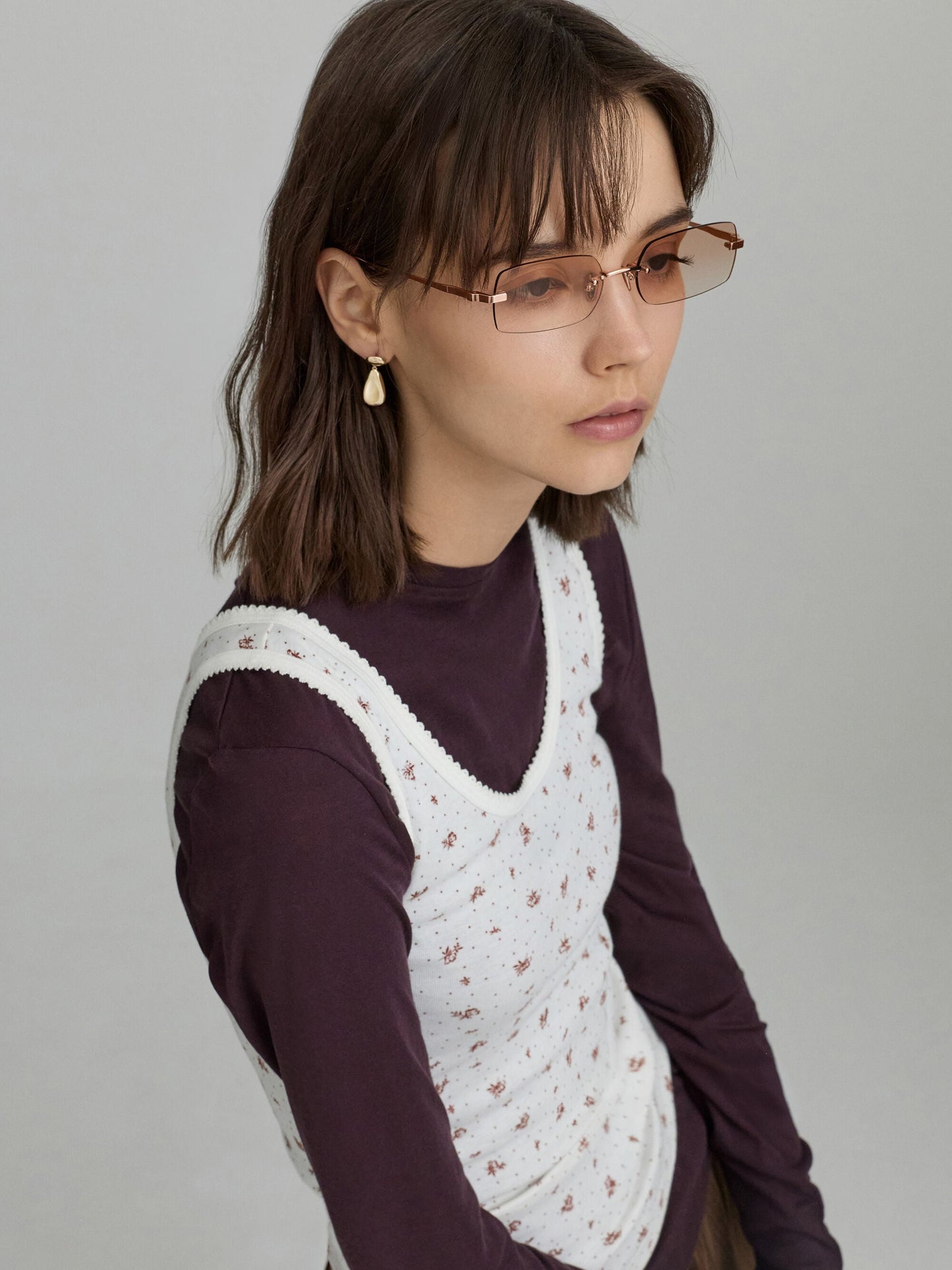 Easton Rimless Rectangular Sunglasses - Rose Gold | CHARLES & KEITH