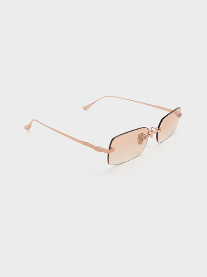 Easton Rimless Rectangular Sunglasses - Rose Gold | CHARLES & KEITH