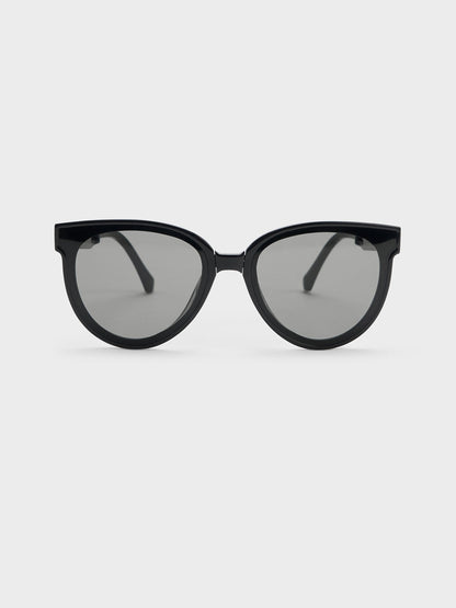 Brea Foldable Aviator Sunglasses - Black | CHARLES & KEITH