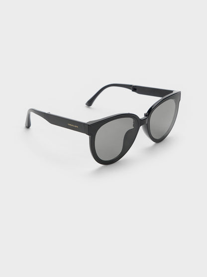 Brea Foldable Aviator Sunglasses - Black | CHARLES & KEITH