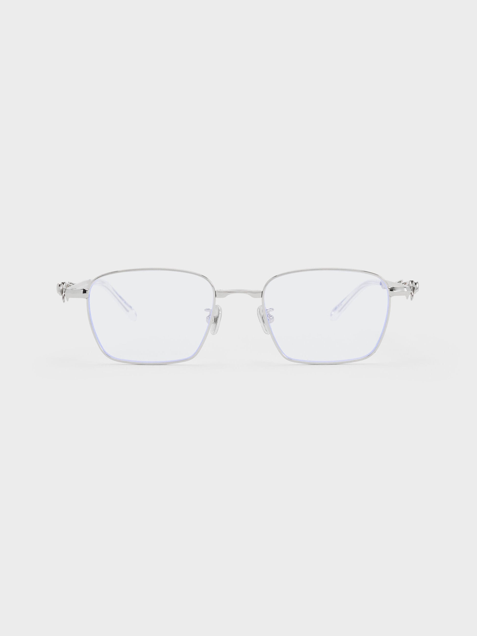 Paige Clear Rectangular Sunglasses - Silver | CHARLES & KEITH