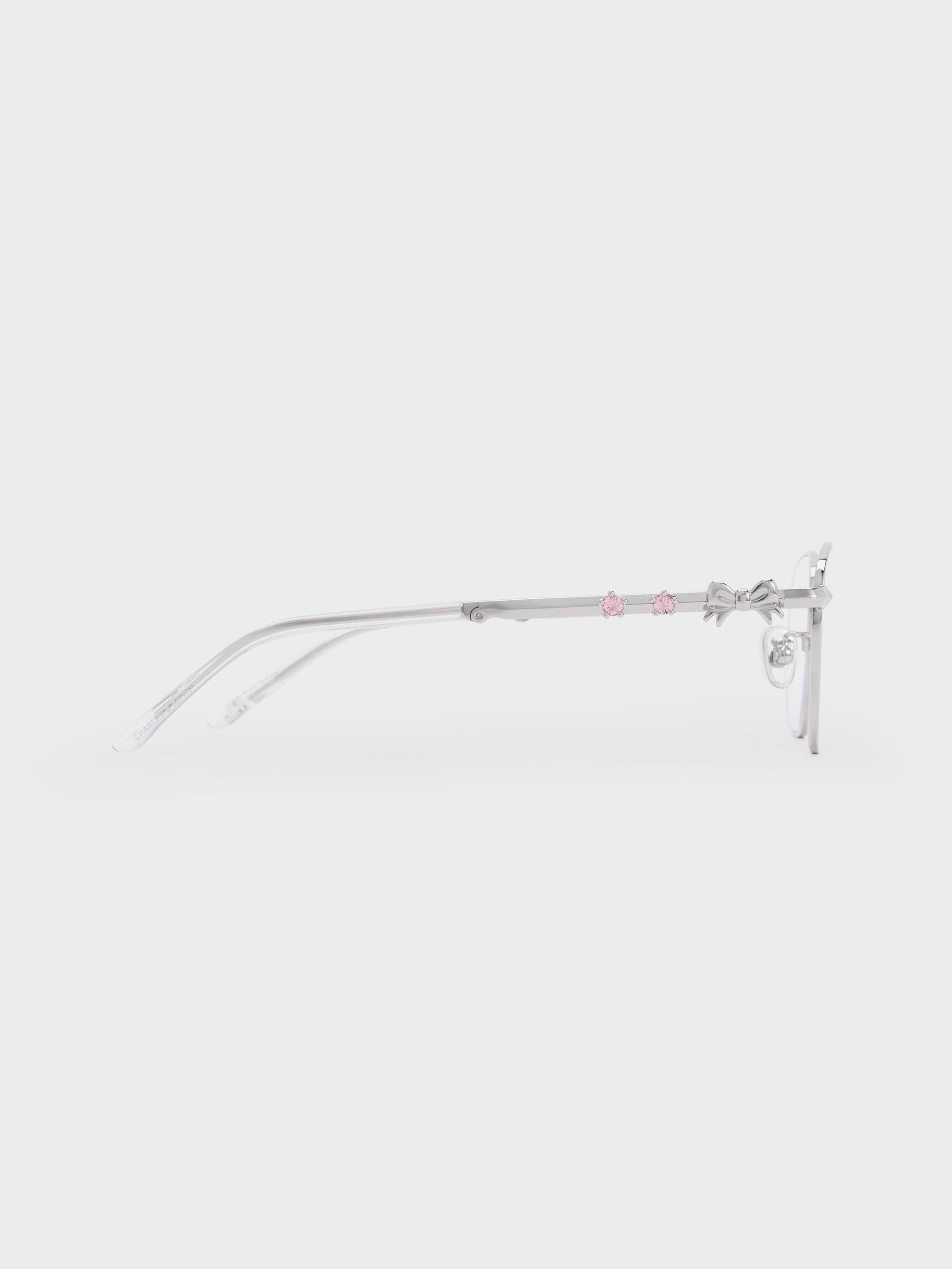 Paige Clear Rectangular Sunglasses - Silver | CHARLES & KEITH
