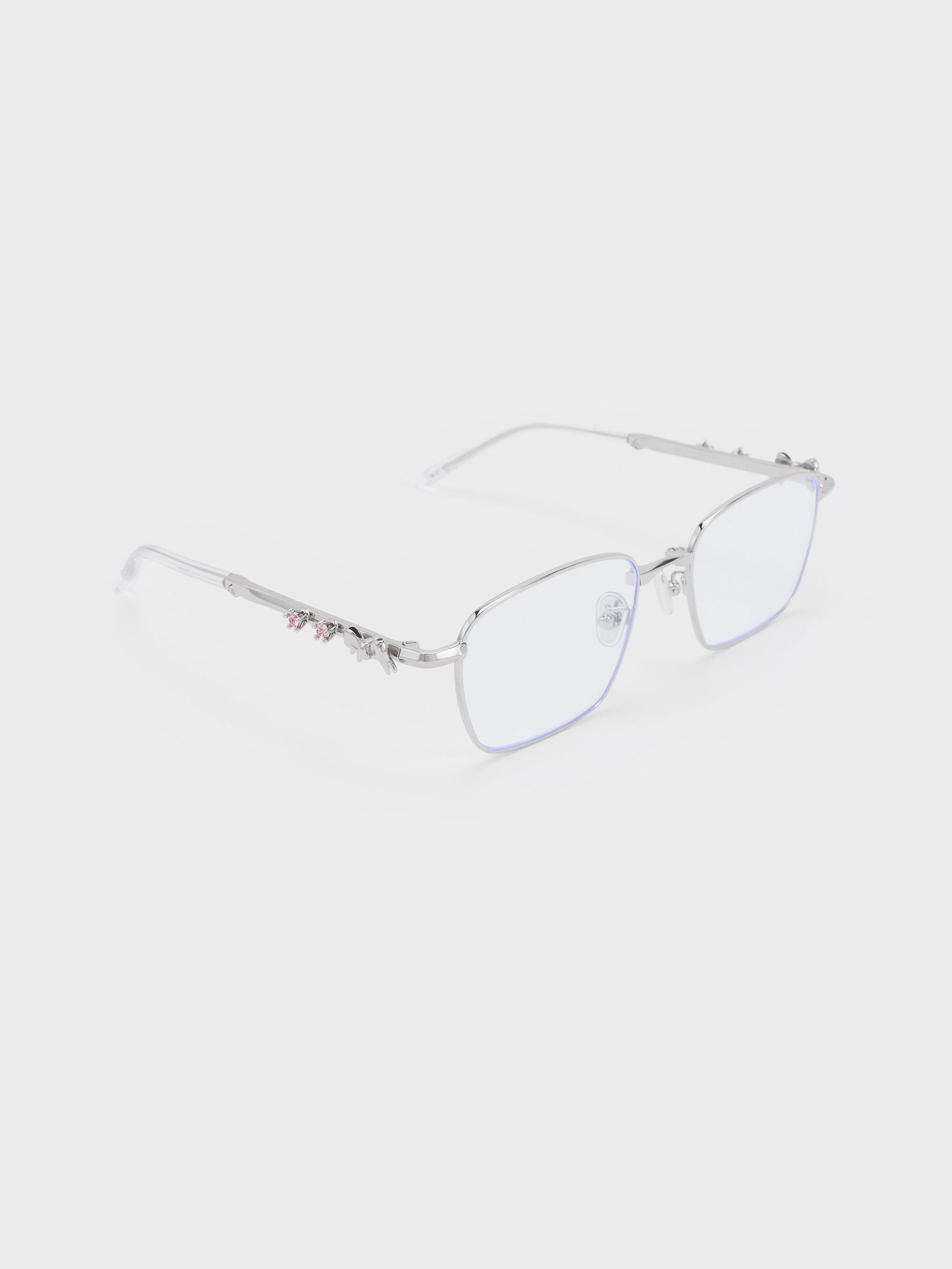 Paige Clear Rectangular Sunglasses - Silver | CHARLES & KEITH