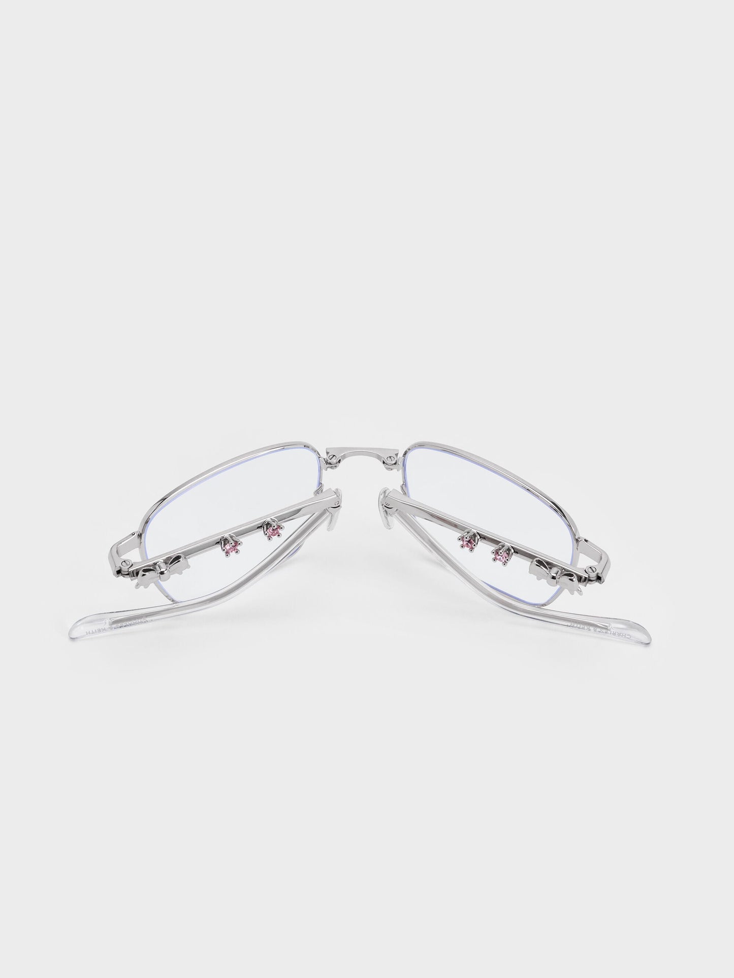 Paige Clear Rectangular Sunglasses - Silver | CHARLES & KEITH
