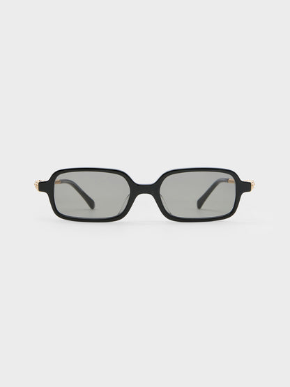 Sable Knot Rectangular Sunglasses - Black | CHARLES & KEITH