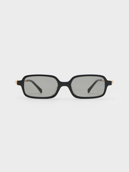 Sable Knot Rectangular Sunglasses - Black | CHARLES & KEITH