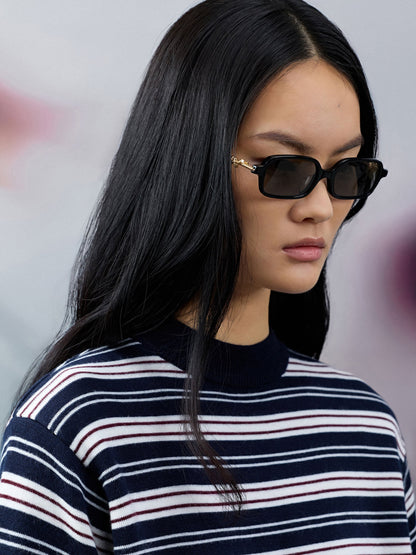 Sable Knot Rectangular Sunglasses - Black | CHARLES & KEITH