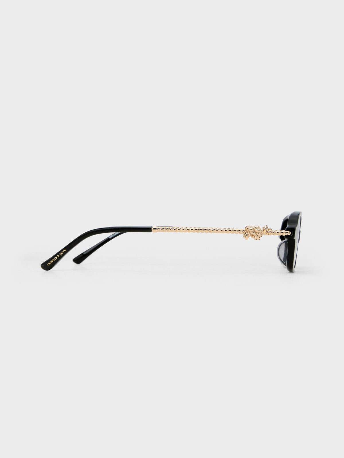 Sable Knot Rectangular Sunglasses - Black | CHARLES & KEITH