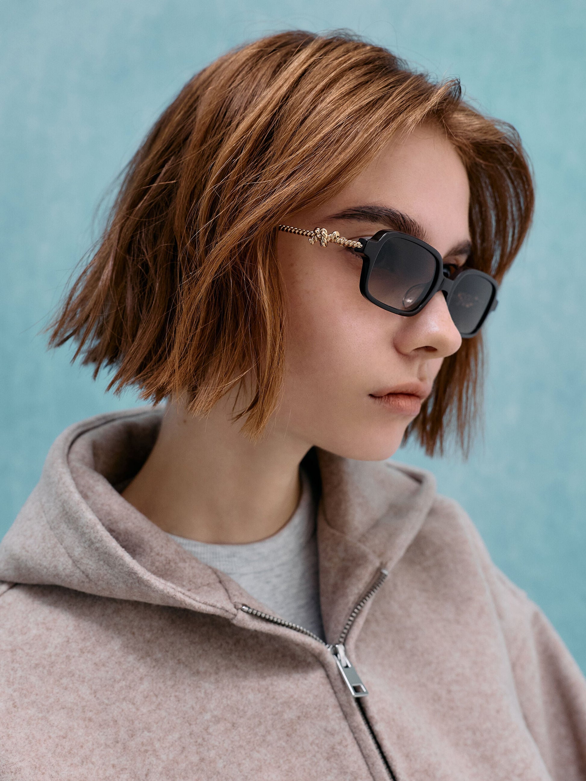 Sable Knot Rectangular Sunglasses - Black | CHARLES & KEITH