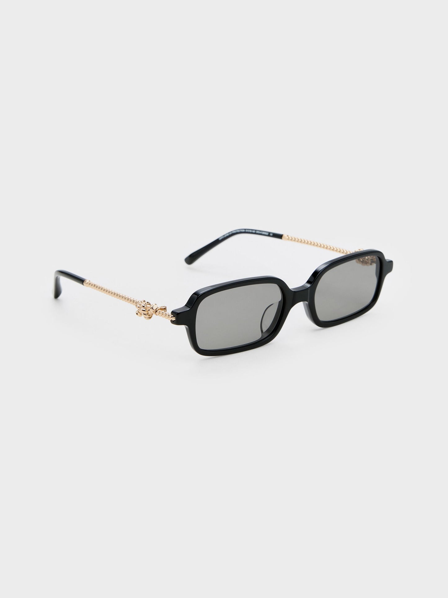 Sable Knot Rectangular Sunglasses - Black | CHARLES & KEITH