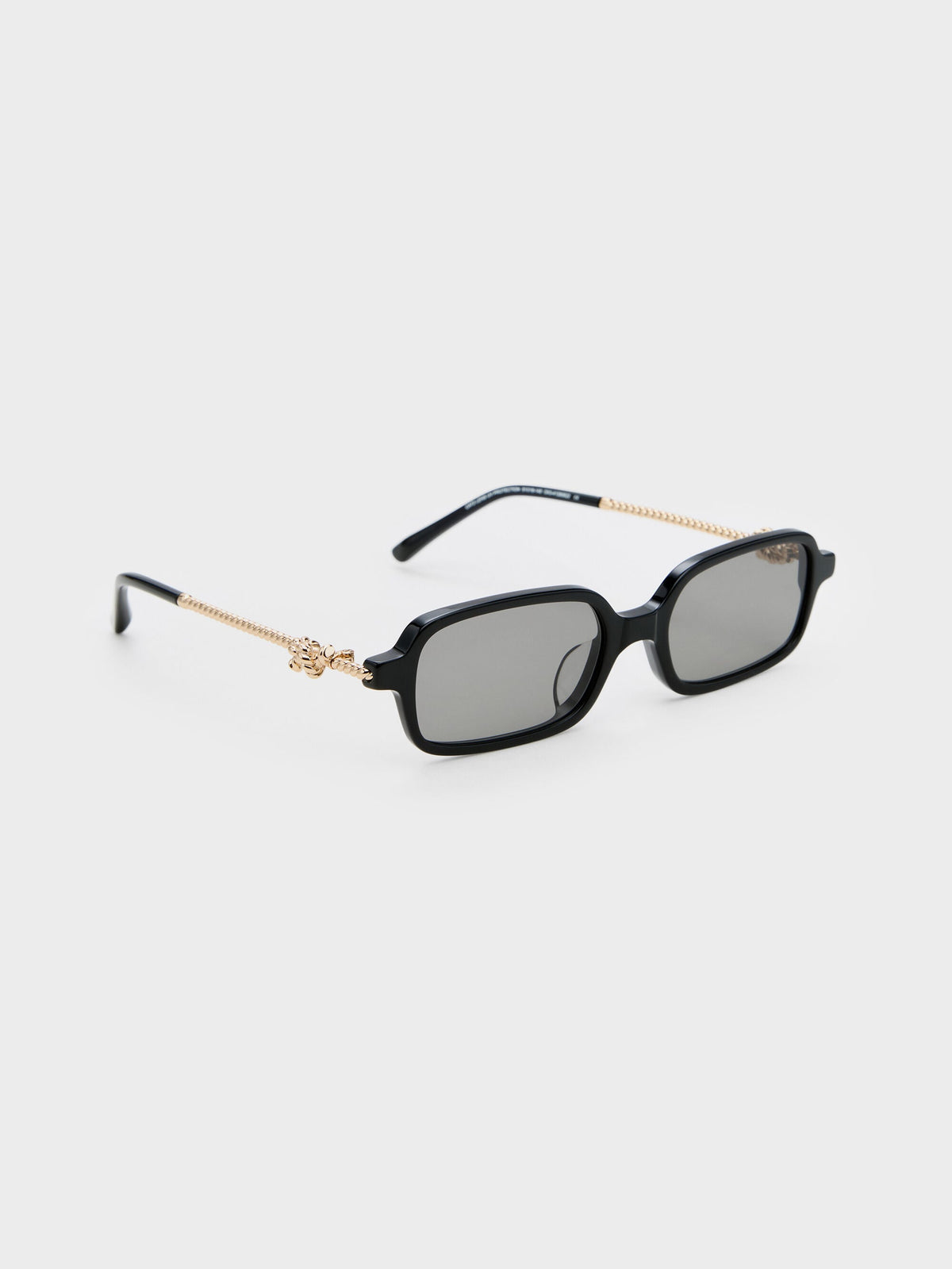 Sable Knot Rectangular Sunglasses - Black | CHARLES & KEITH