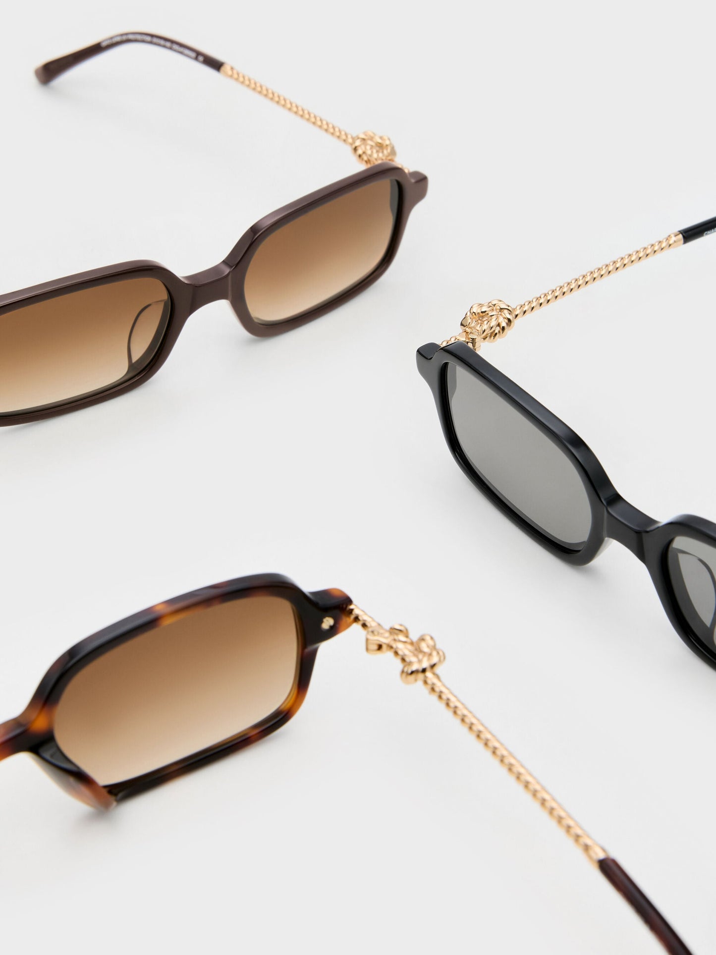 Sable Knot Rectangular Sunglasses - Black | CHARLES & KEITH