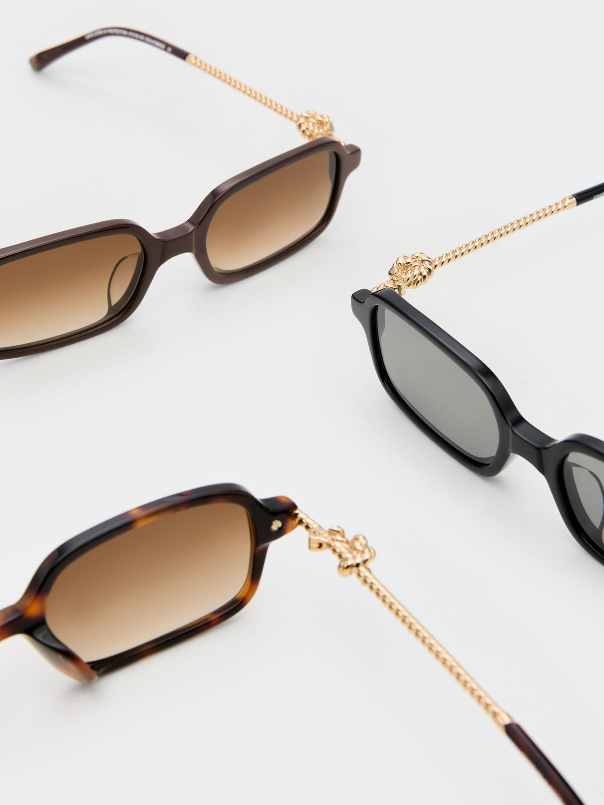 Sable Knot Rectangular Sunglasses - Black | CHARLES & KEITH