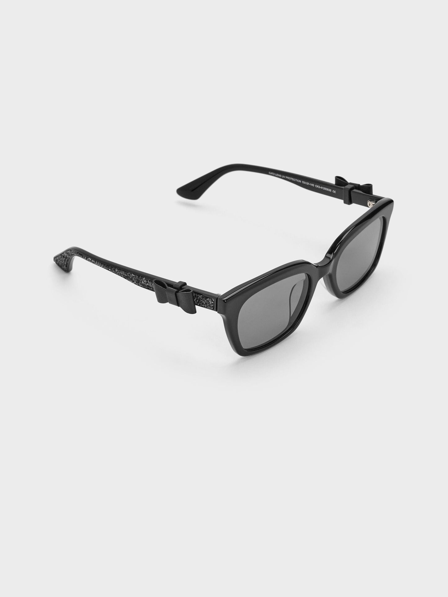 Tanya Bow Rectangular Sunglasses - Jet Black | CHARLES & KEITH
