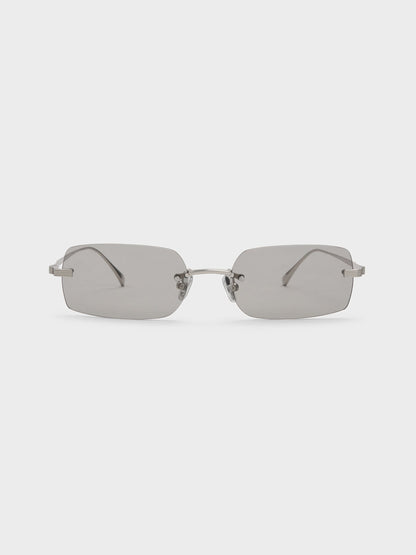 Easton Rimless Rectangular Sunglasses - Silver | CHARLES & KEITH
