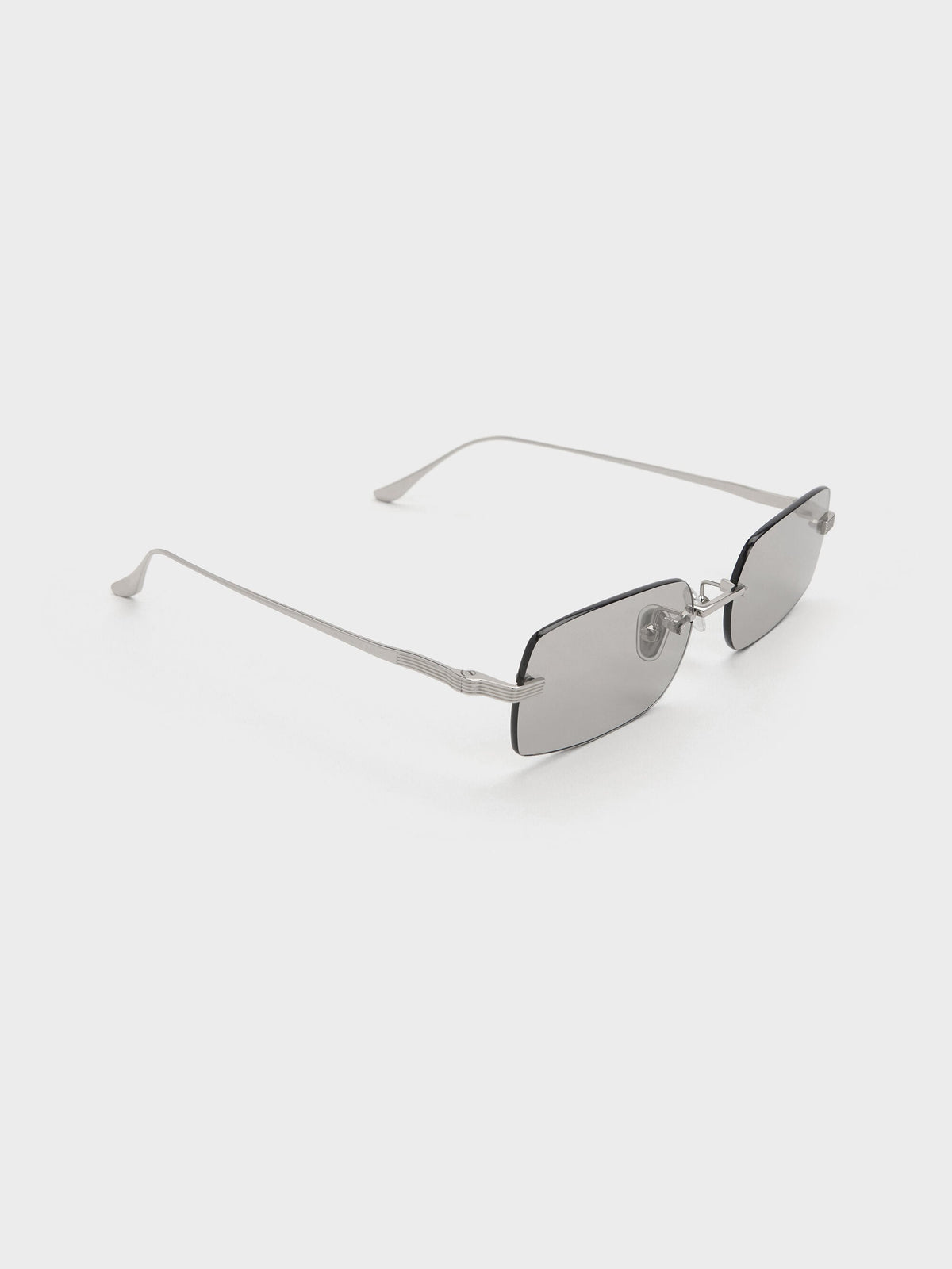 Easton Rimless Rectangular Sunglasses - Silver | CHARLES & KEITH